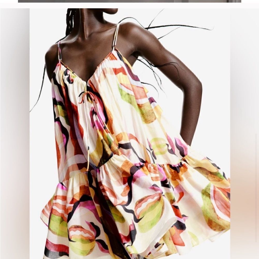 H&M Multicolor Abstract Print Mini Dress